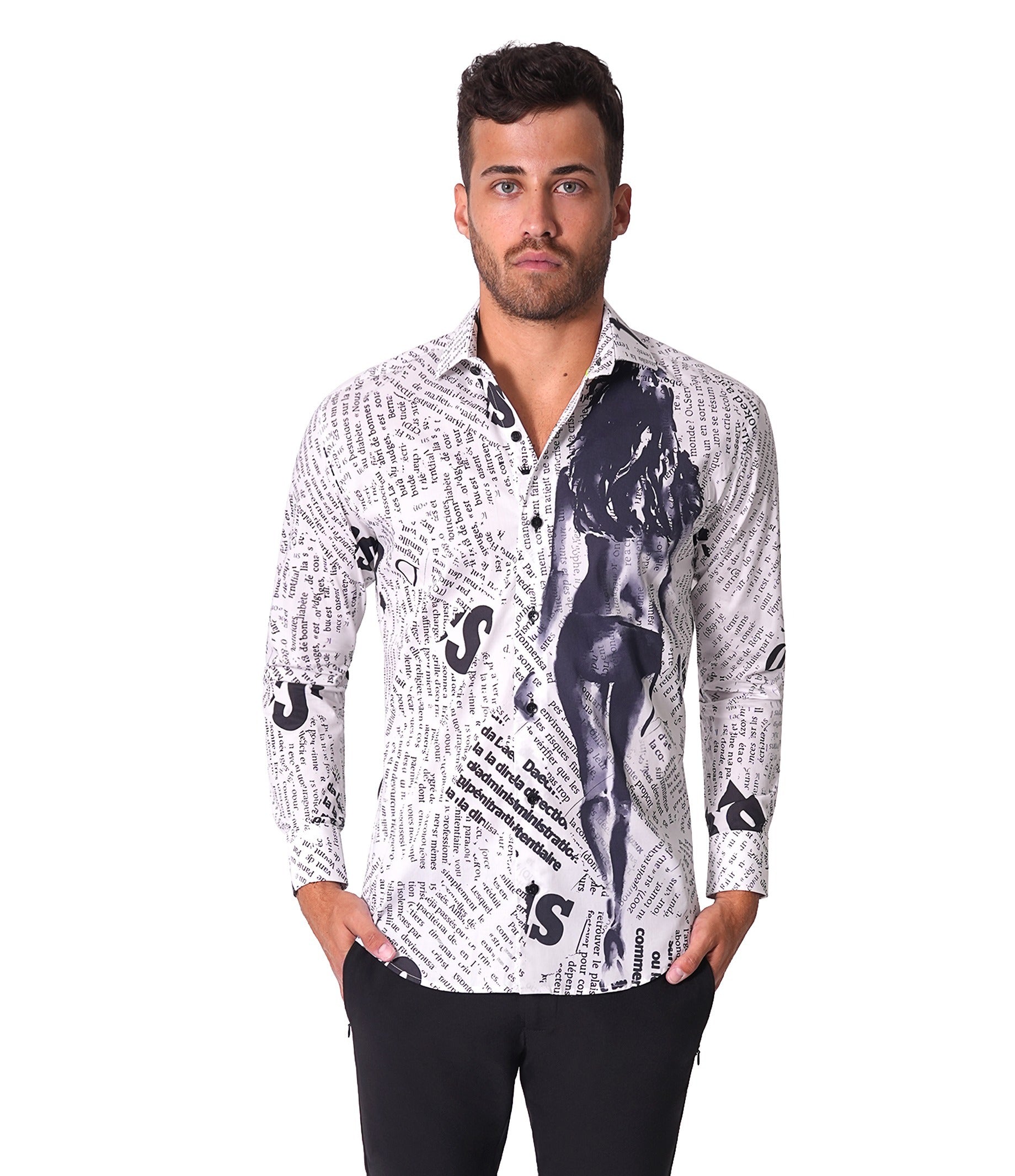 bertigo mens dress shirts Bertigo Shirt Mens L Purple Paisley Slim Flip Cuff Party Long Sleeve