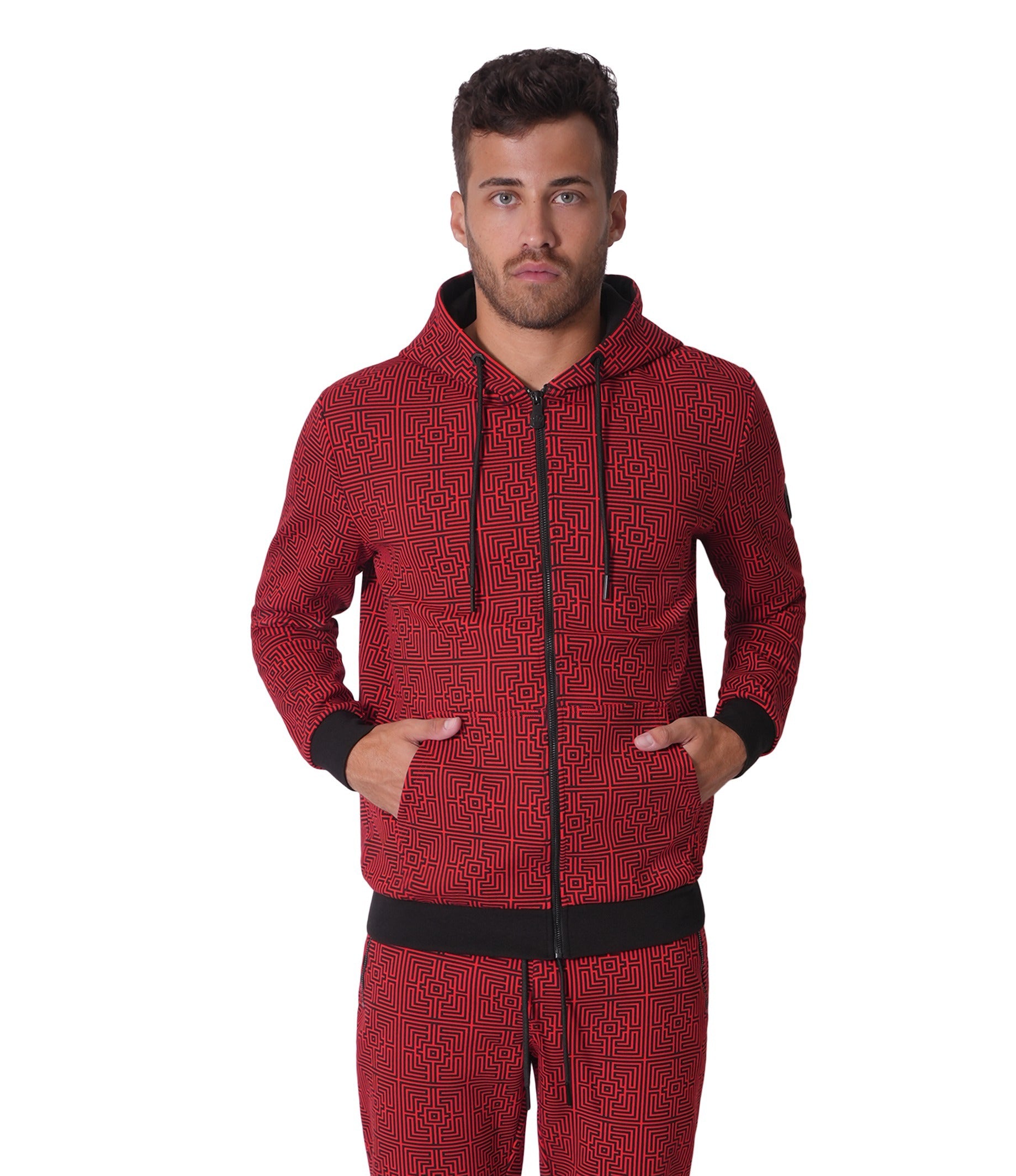 Perth Abstract Red Hoodie – Bertigo Shop - Main Image