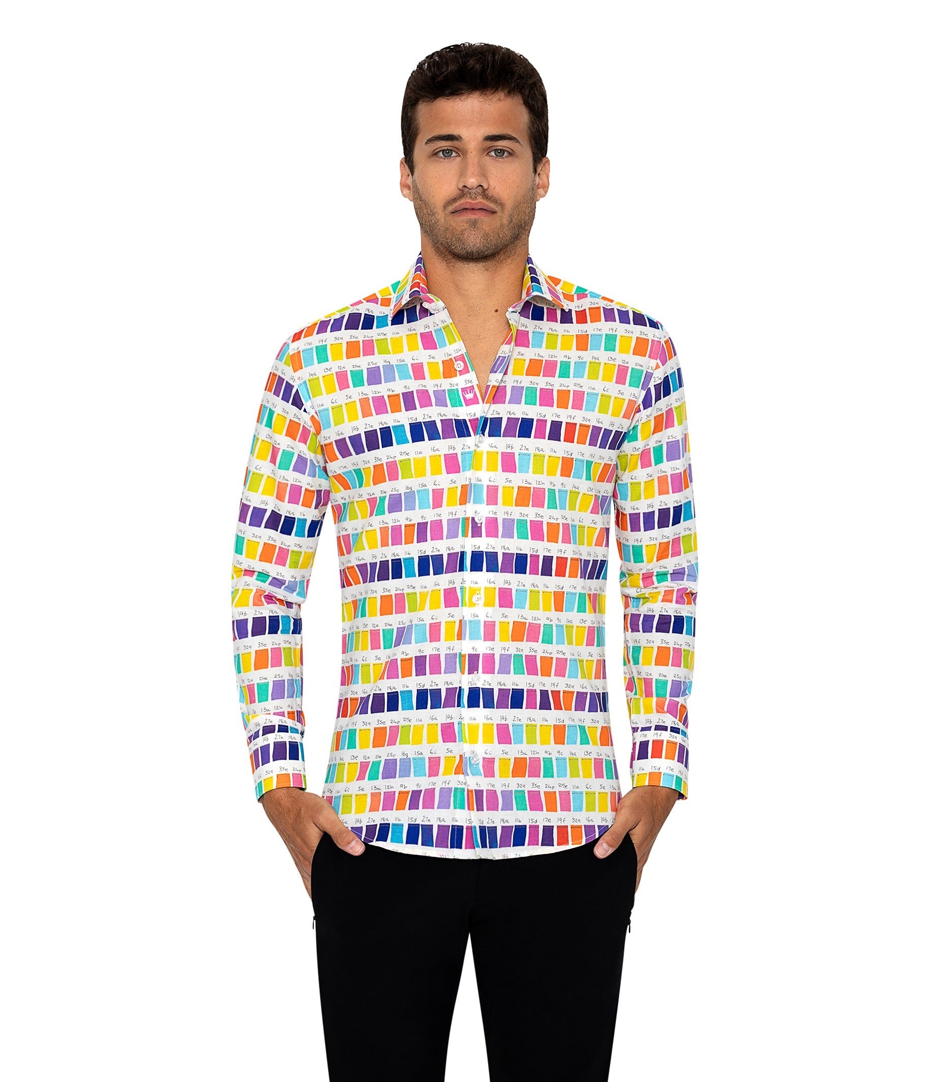 pantone dress shirt mens high collar dress shirts Men's High Collar Shirt Pantone Blue-parroquiadesanalbertomagno.com