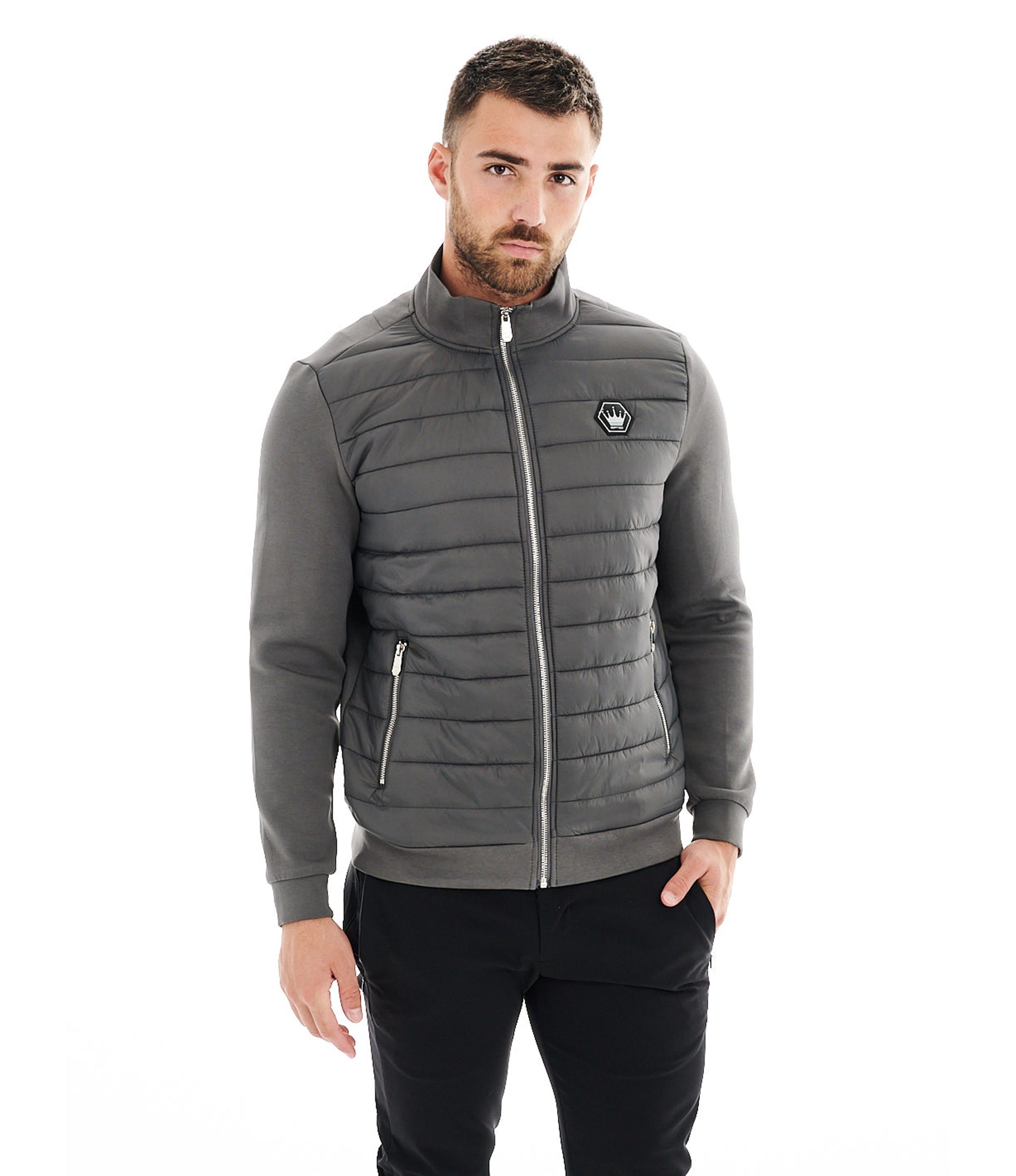 Shop Bomber – Bertigo Mimo Knit Bertigo Solid Jacket Gray